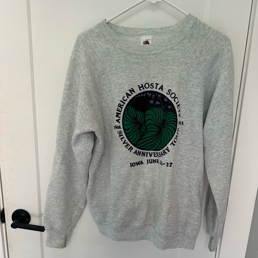 Vintage Gray American Hosta Society Sweatshirt Crewneck